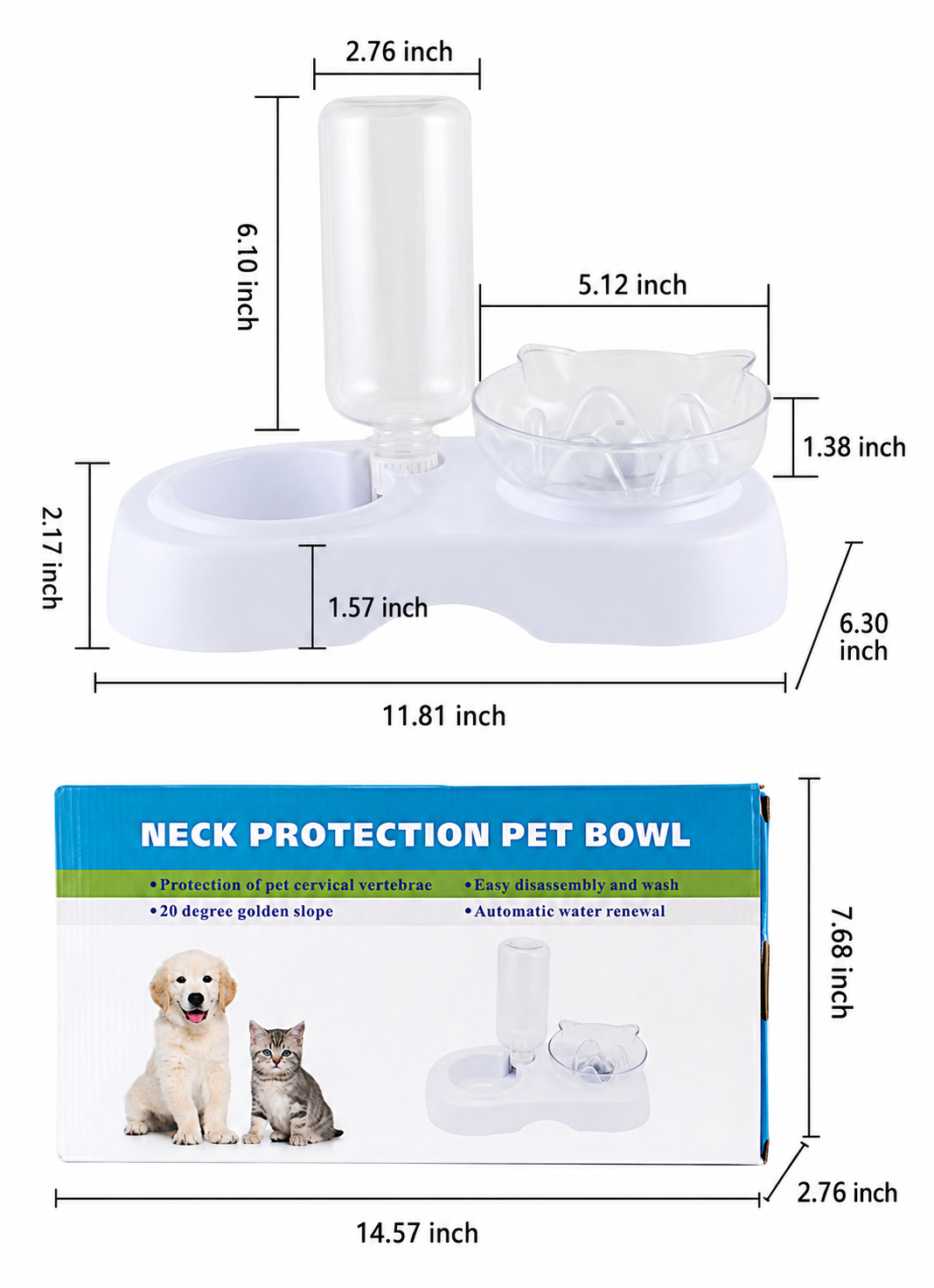 Transparent Plastic Pet Feeding And Drinking Bowl