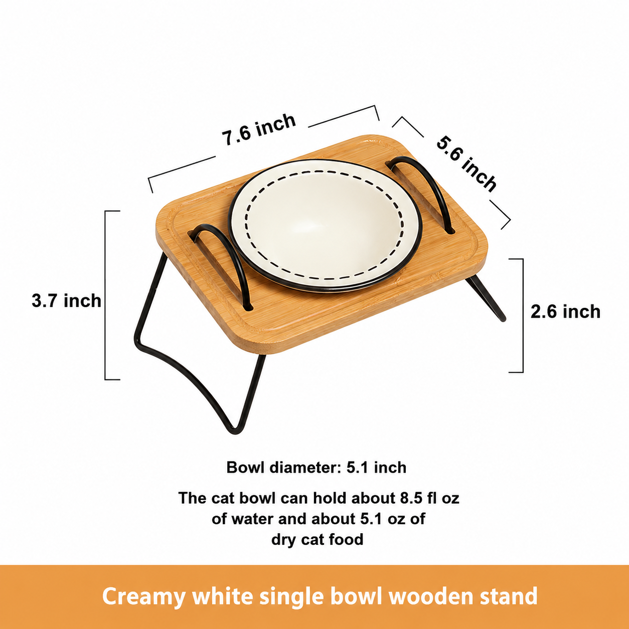 Wooden Rack Ceramic Pet Bowl With Anti Spill Design
