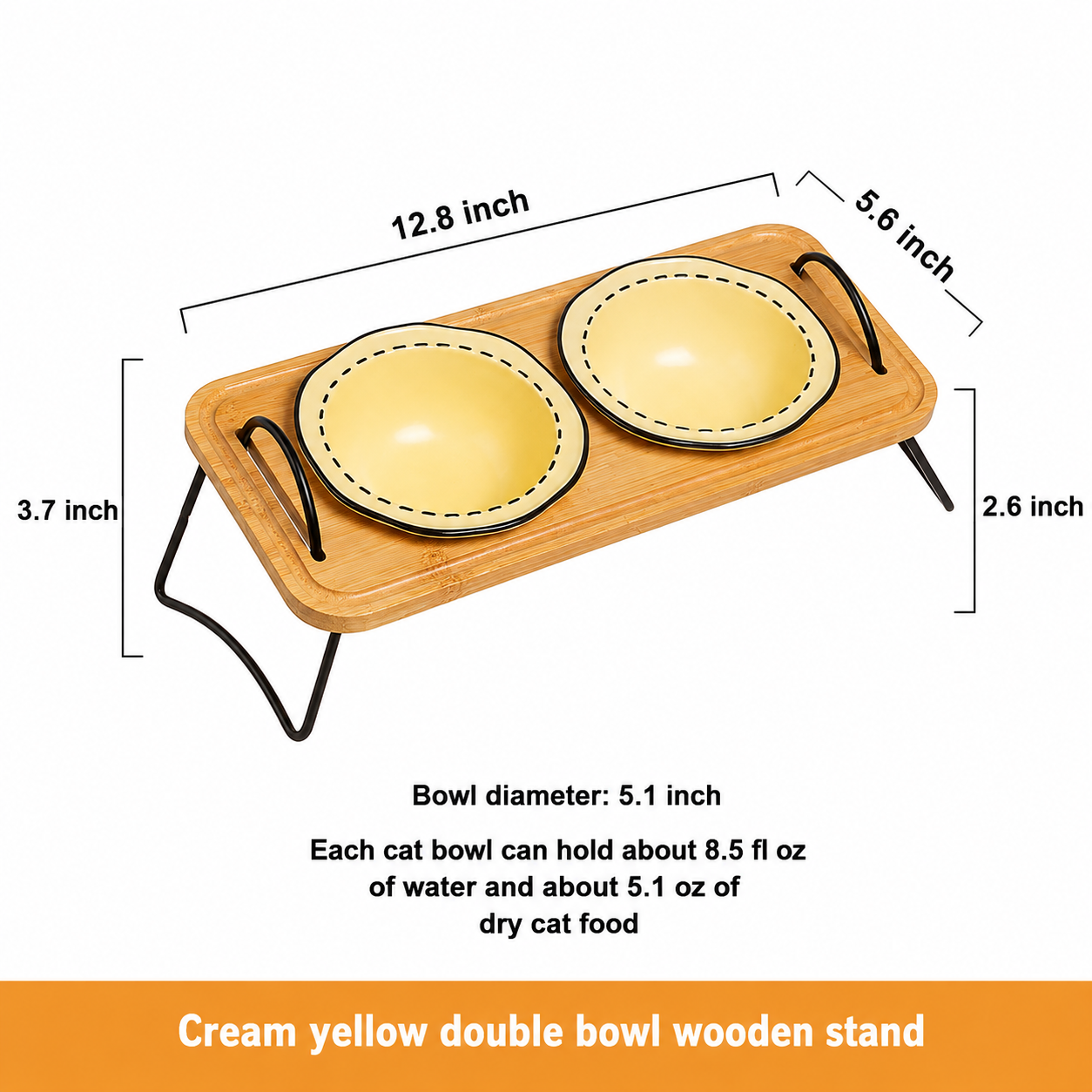 Wooden Rack Ceramic Pet Bowl With Anti Spill Design