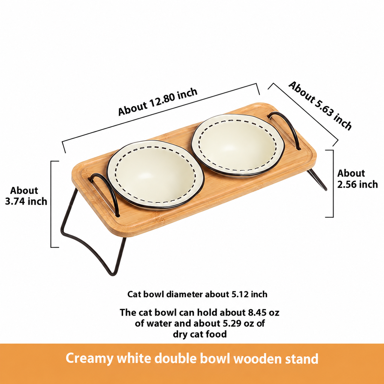 Wooden Rack Ceramic Pet Bowl With Anti Spill Design