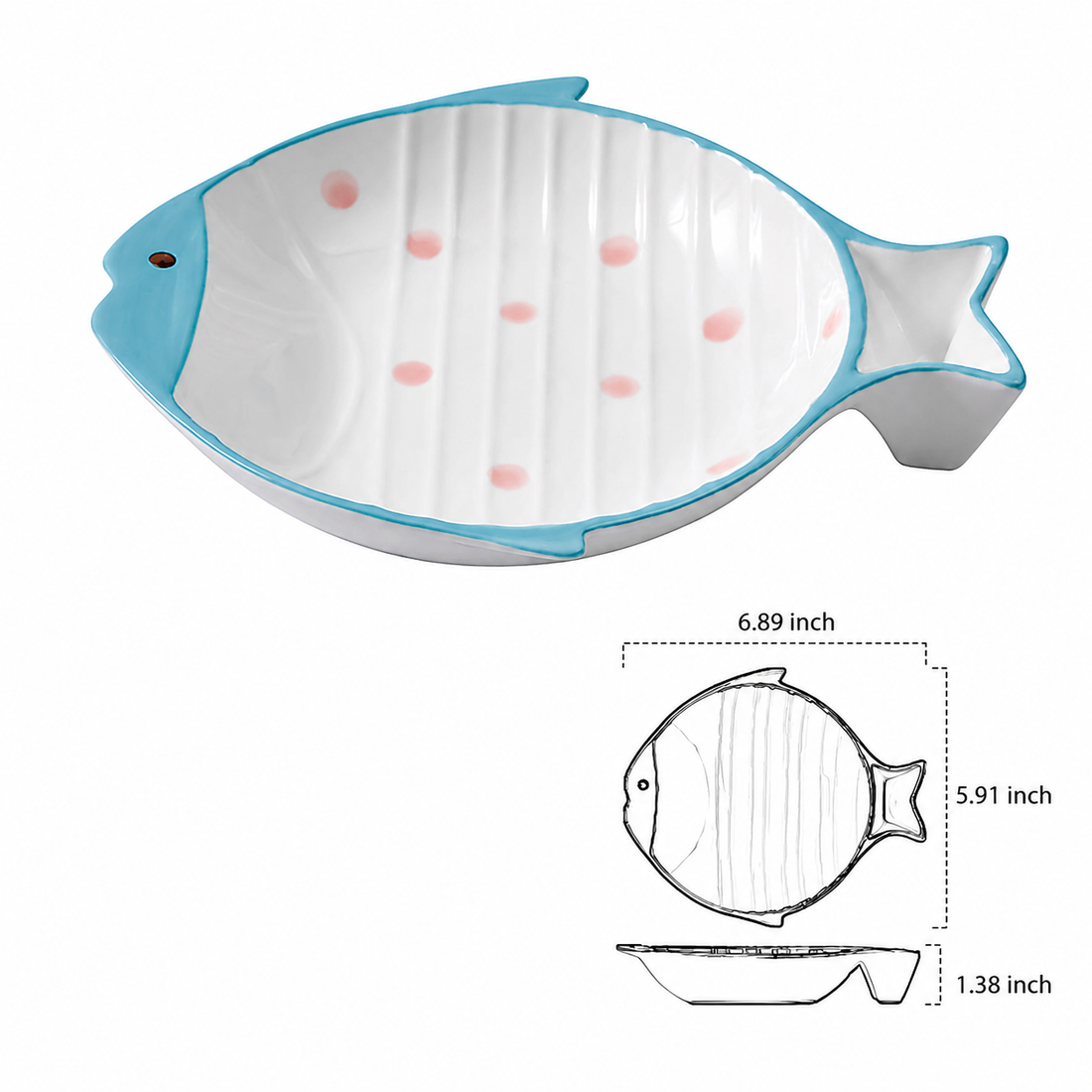 Fish Shaped Ceramic Pet Feeding Bowl Plate