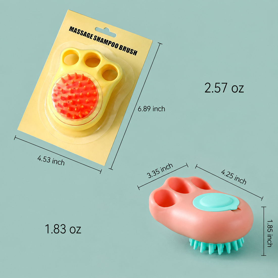 Pet Bath Massage Brush With Soft Grooming Comb